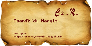 Csanády Margit névjegykártya