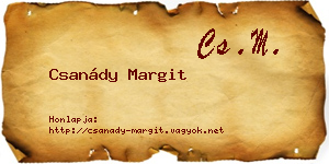 Csanády Margit névjegykártya